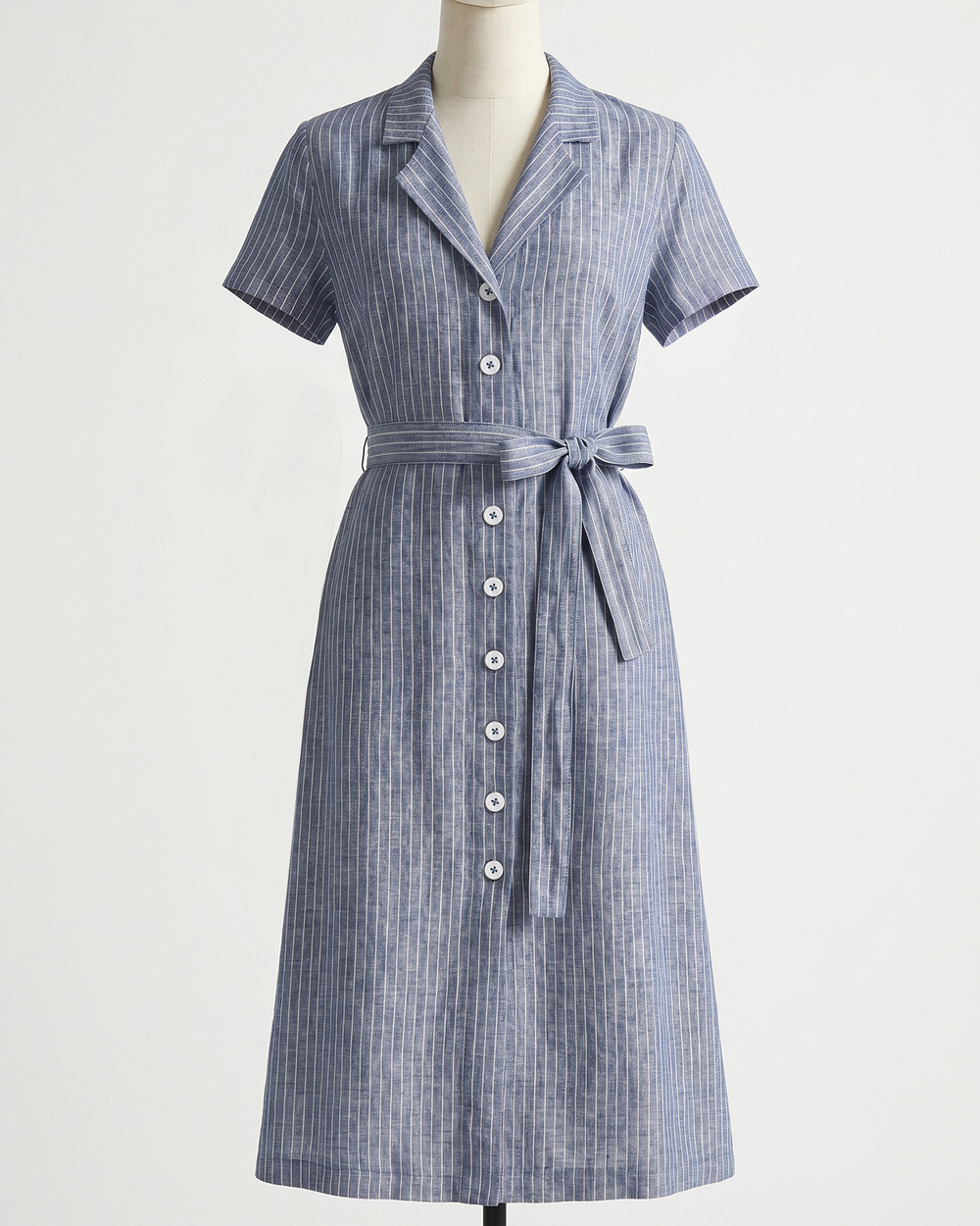 100% European Linen Button Front Dress